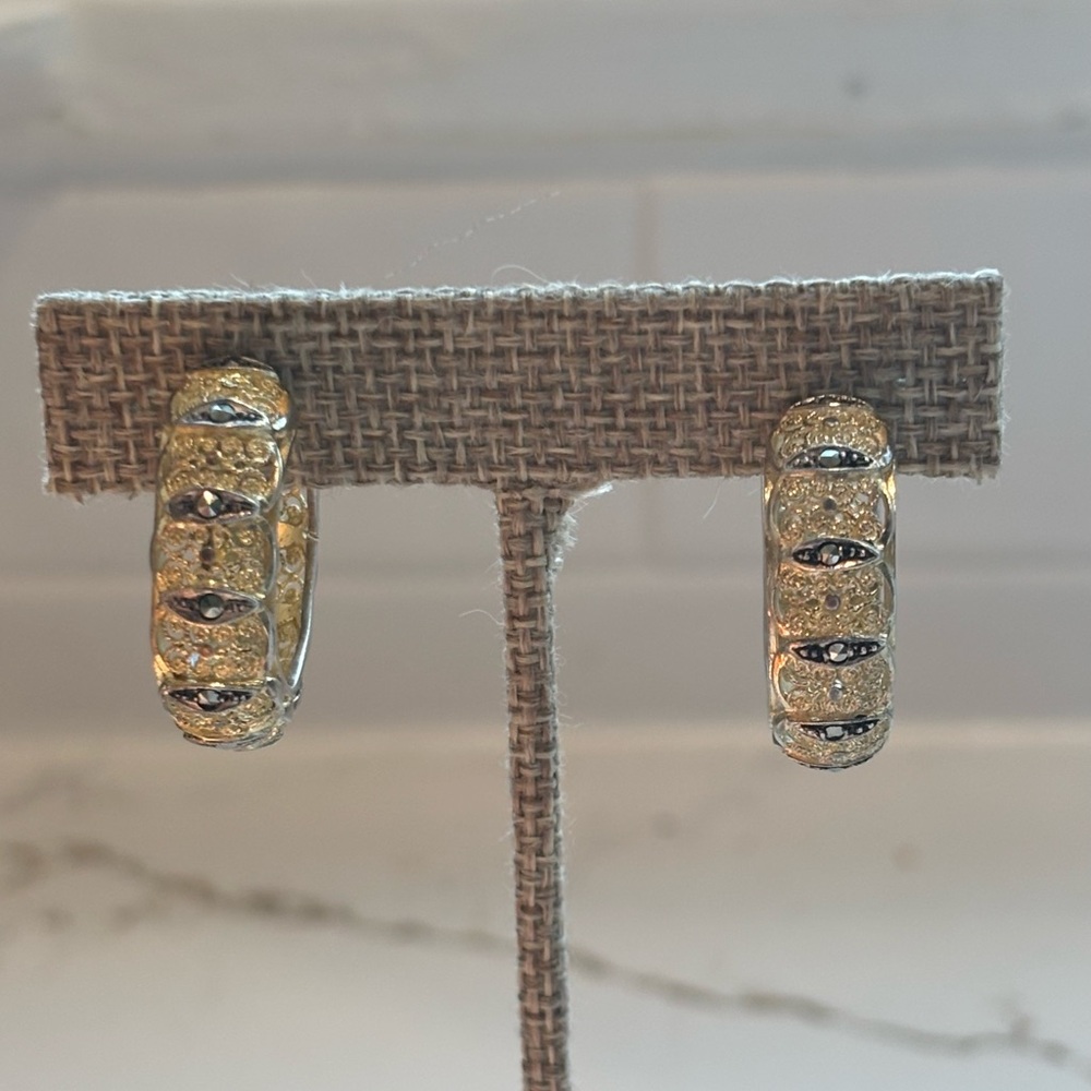 Vintage Alice Calviness Gold and  Silver Hoop Earrings